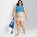 Women's Plus Size High-rise Chino Mini Skirt - Wild Fable Beige