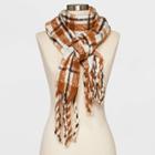 Women's Plaid Blanket Scarf - A New Day Brown/cream