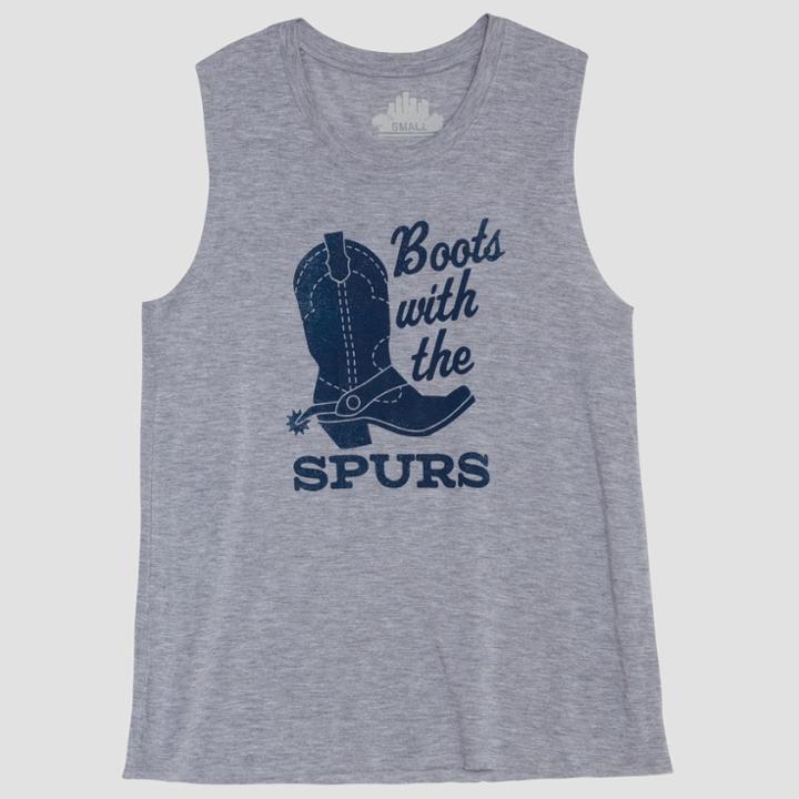 Women's Boots With The Spurs Graphic Tank Top - Awake Heather Gray