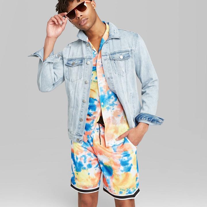 Men's 8.5 Tie-dye Mid-rise Shorts - Original Use Yellow