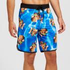 Bioworld Men's 9.5 Cat Pineapple Print Board Shorts - Blue