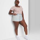 Women's Plus Size High-rise Rolled Cuff Jean Shorts - Wild Fable Light Acid Wash 14w, Light Acid Blue