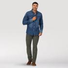 Wrangler Men's Button - Down Work Shirt - Denim Blue S, Men's,