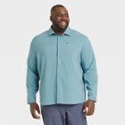Men's Big & Tall Long Sleeve Woven Button-up Shirt - All In Motion Blue