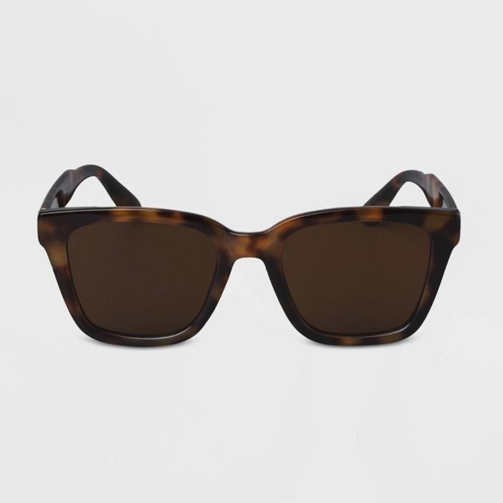 No Brand Adult Anti-fog Square Tortoise Shell Print Sunglasses - Brown