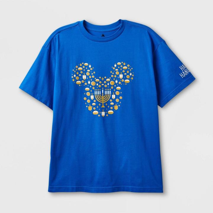 Men's Mickey Mouse Hanukkah Short Sleeve Graphic T-shirt - Blue Xs - Disney