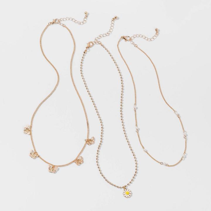 Girls' 3pk Daisy And Butterfly Necklace Set - Cat & Jack