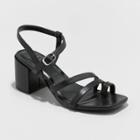 Women's Strappy Block Heeled Sandals - A New Day Black
