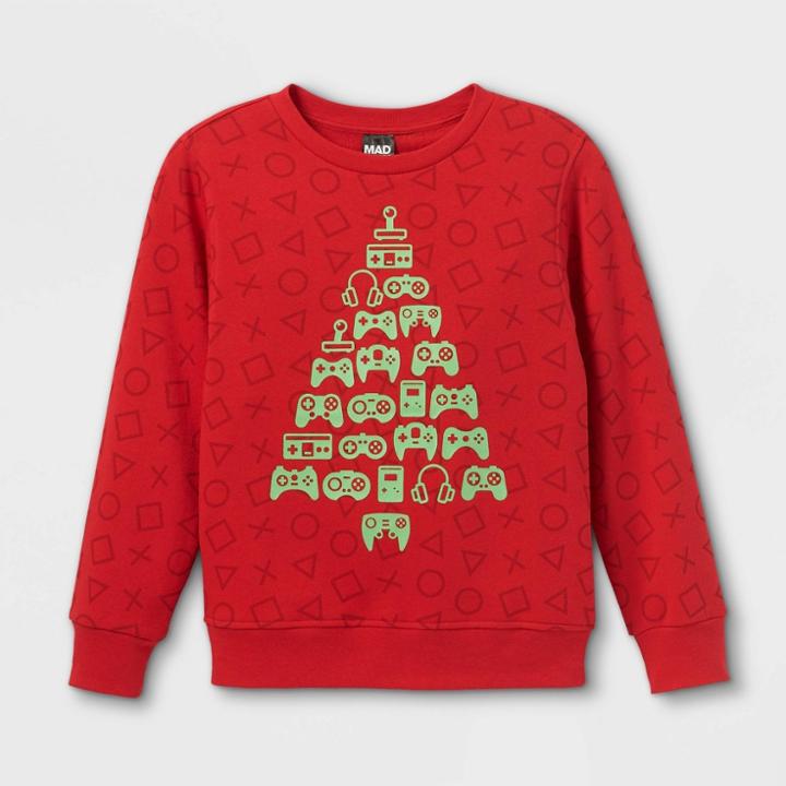 Mad Engine Boys' Console Tree Pullover Sweatshirt - Red