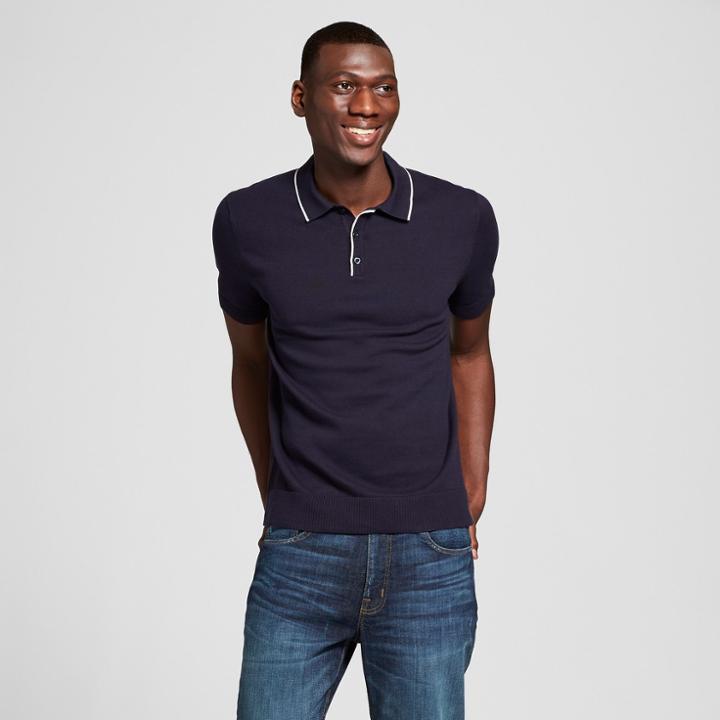 Men's Short Sleeve Sweater Polo Shirt - Goodfellow & Co Navy