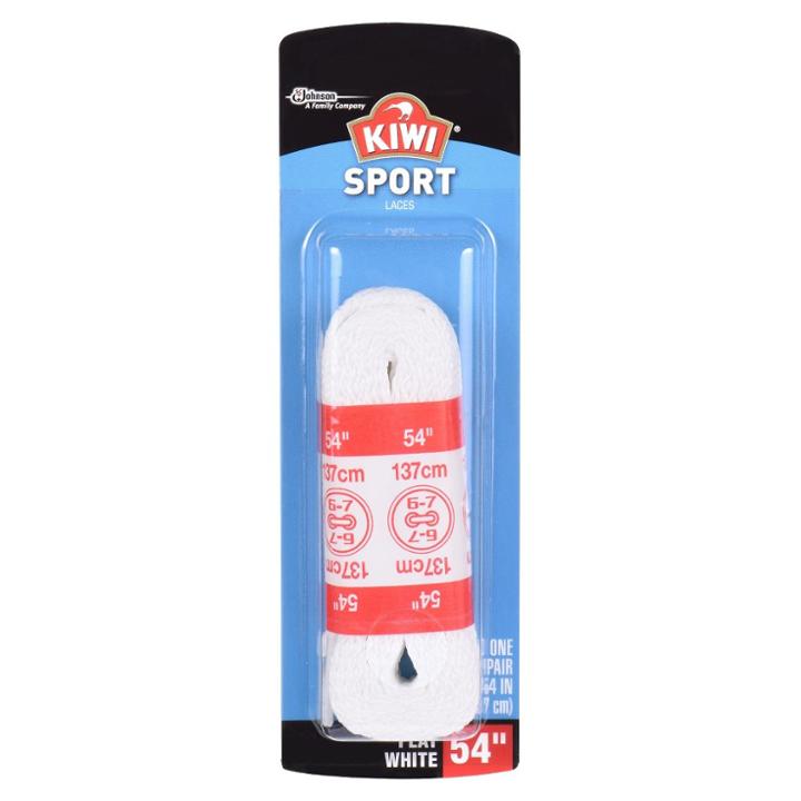 Kiwi Sport Flat Laces White 54 Inches 1 Pair, Adult Unisex