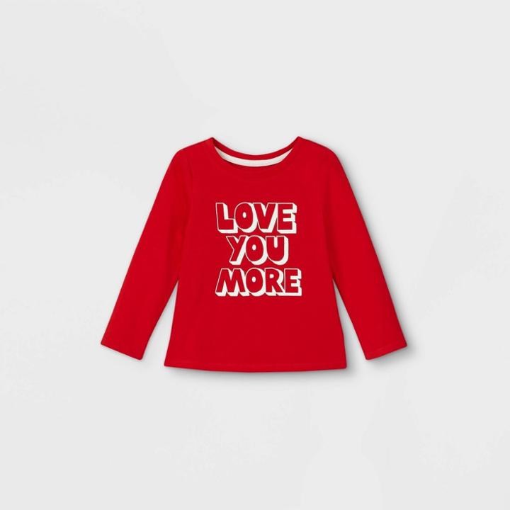 Toddler Girls' 'love You More' Long Sleeve T-shirt - Cat & Jack Red