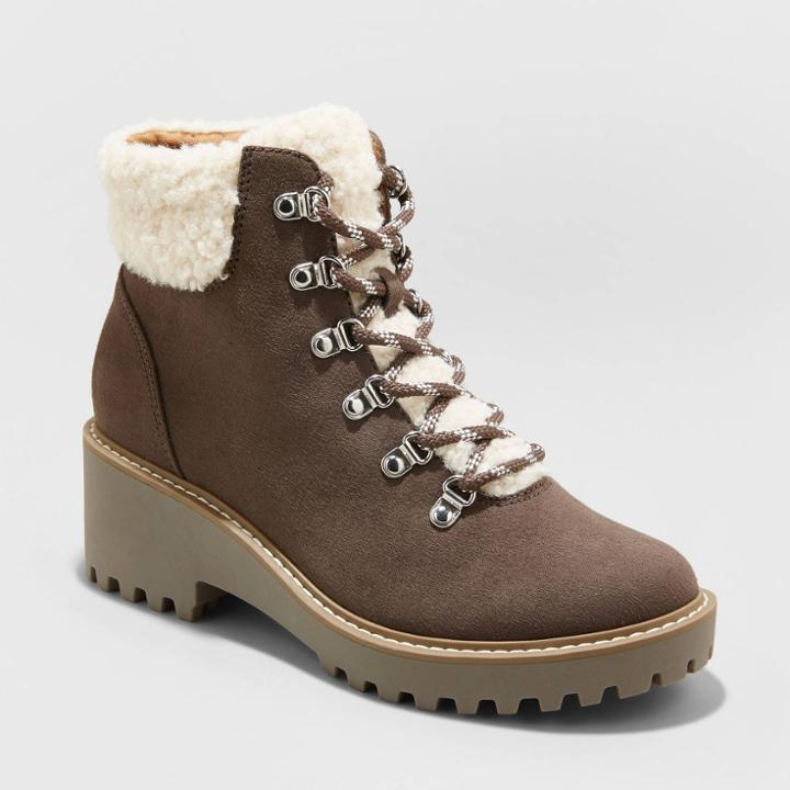 Women's Leah Sherpa Hiker Boots - Universal Thread Gray