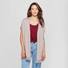 Women's Short Sleeve Fringe Open Cardigan - Universal Thread Gray