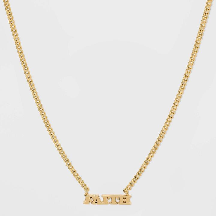 No Brand Silver Plated Gold Dipped Faith Chain Necklace - Gold