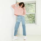 Women's Waffle Knit Cropped Hoodie - Wild Fable Blush Pink
