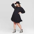 Women's Plus Size Long Sleeve Turtleneck Babydoll Dress - Universal Thread Black 2x, Women's,