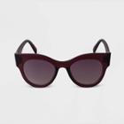 Women's Matte Plastic Cateye Sunglasses - A New Day Burgundy, Red
