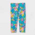 Girls' Tropical Capri Leggings - Cat & Jack Light Mustard