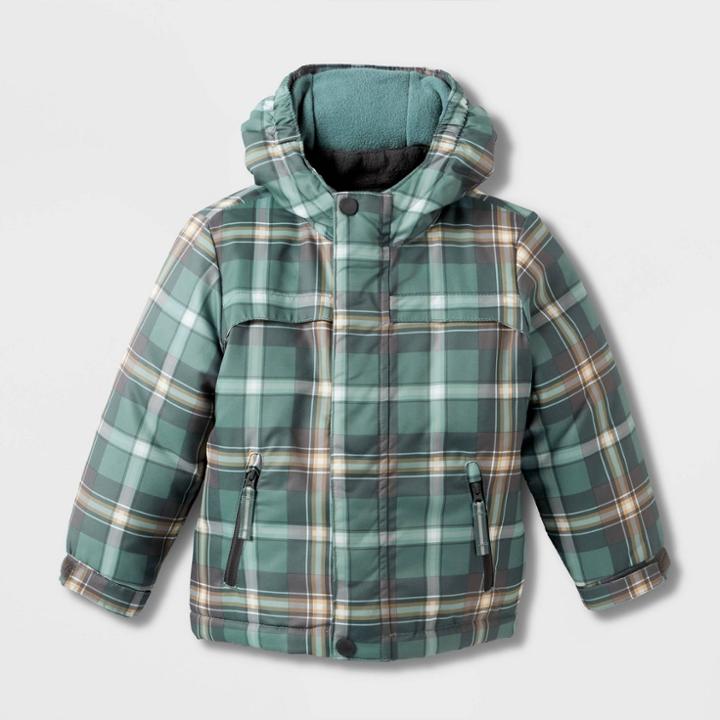 Toddler Boys' Plaid Long Sleeve 3-in-1 Jacket - Cat & Jack Charcoal Gray