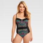 Beach Betty By Miracle Brands Women's Slimming Control Colorblock One Piece One Piece Swimsuit - Black L,