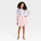 Girls' Long Sleeve Sequin Tulle Dress - Cat & Jack Blush Pink