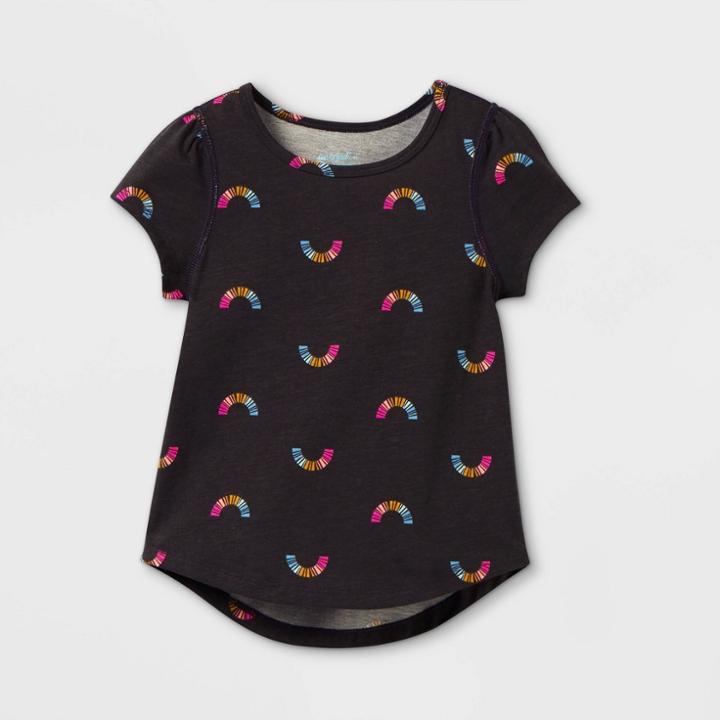 Toddler Girls' Adaptive Rainbow Short Sleeve T-shirt - Cat & Jack Dark Gray