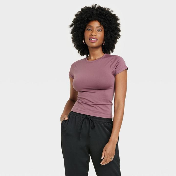 Women's Short Sleeve Seamless T-shirt - A New Day Purple
