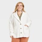 Women's Plus Size French Terry Shawl Collar Jacket - Knox Rose Ivory