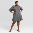 Women's Plus Size Puff Short Sleeve T-shirt Dress - Universal Thread Gray