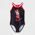 Disney Girls' Minnie Mouse One Piece Swimsuit - Black