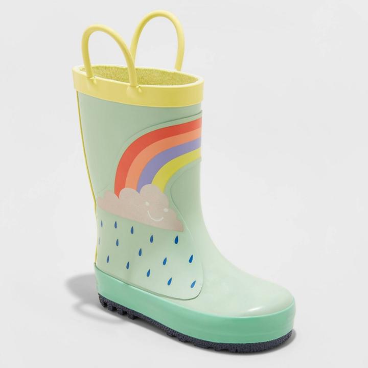 Toddler Girls' Winnie Rain Boots - Cat & Jack Green 5, Toddler Girl's