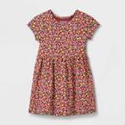 Toddler Girls' Printed Short Sleeve Dress - Cat & Jack Burgundy