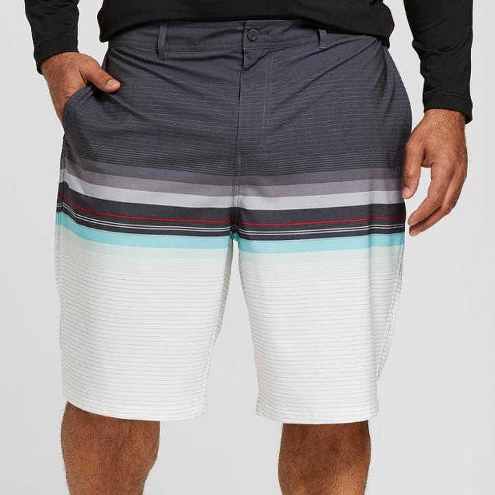 Target Men's Big & Tall Striped 10.5 Contract Hybrid Swim Shorts - Goodfellow & Co Dark Gray