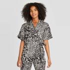 Women's Leopard Print Short Sleeve Tie Front Blouse - Who What Wear Cream Xs, Women's, Ivory
