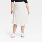 Women's Plus Size High-rise Midi Slip Skirt - A New Day Cream