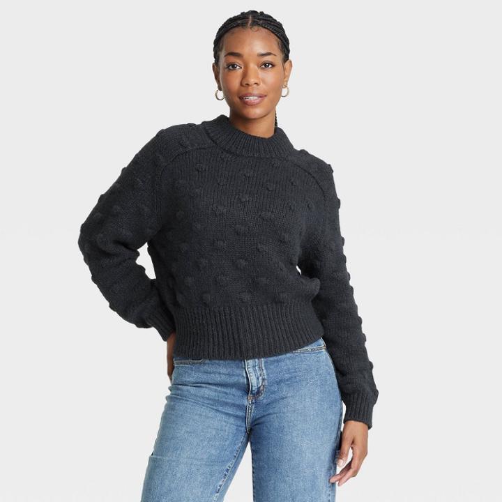 Women's Crewneck Bobble Pullover Sweater - Universal Thread Charcoal Gray