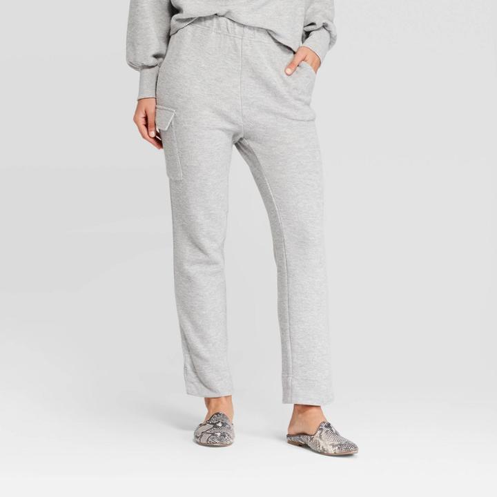 Women's Mid-rise Straight Cozy Knit Cargo Pants - Who What Wear Gray