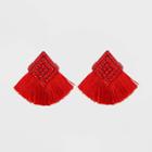 Sugarfix By Baublebar Fringe Stud Earrings With Beads - Red, Women's