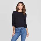 Women's Standard Fit Long Sleeve Crewneck T-shirt - Universal Thread Black
