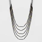 Five Row Bugle Bead Necklace - A New Day Black, Gold