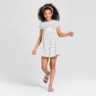 Grayson Social Girls' 'sunshine State Of Mind' Striped T-shirt Dress - Black/white