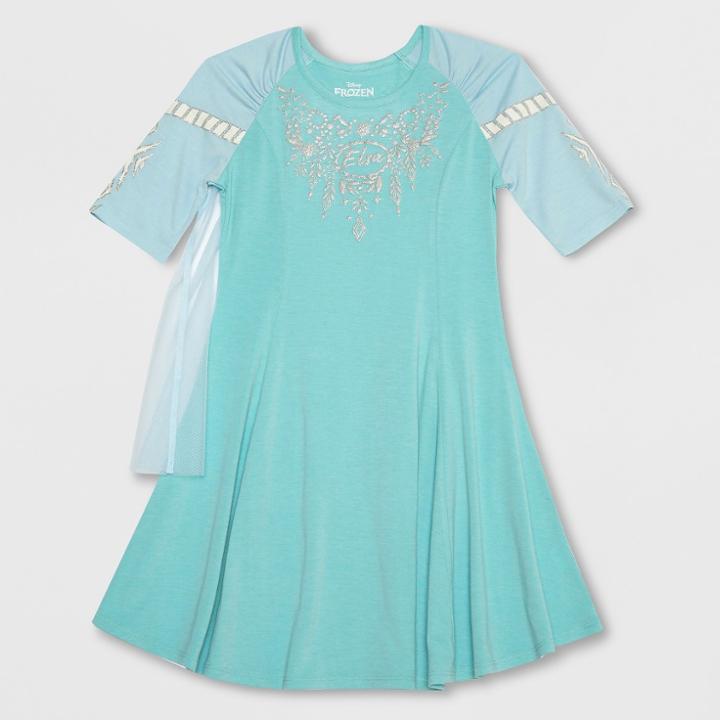 Plus Size Girls' Frozen Elsa Costume Dress - Aqua Blue