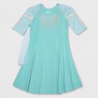 Plus Size Girls' Frozen Elsa Costume Dress - Aqua Blue