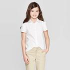 Girls' Uniform Short Sleeve Uniform Woven Blouse - Cat & Jack True White