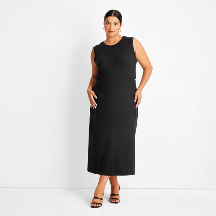 Women's Plus Size Sleeveless Ribbed Cut Out Back A-line Dress - Future Collective With Kahlana Barfield Brown Black