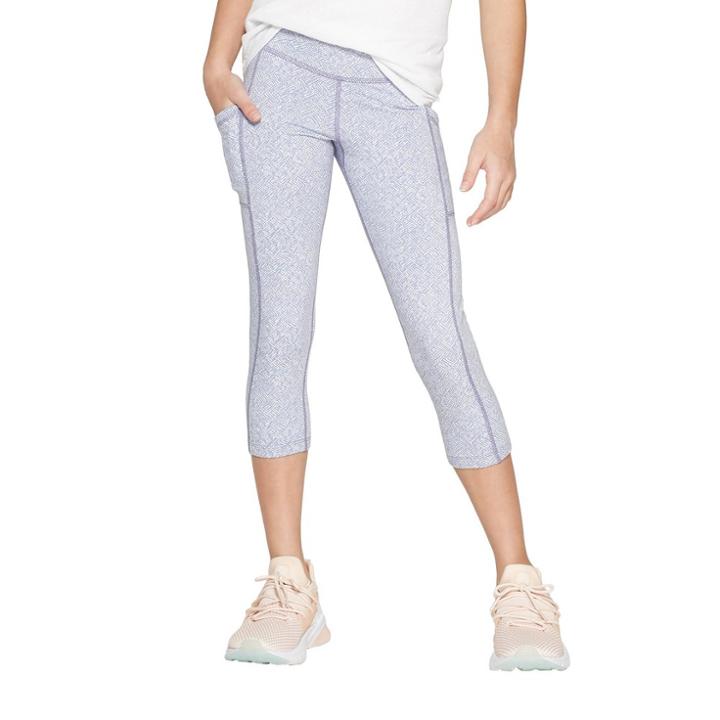 Girls' Premium Performance Capri Leggings With Pockets - C9 Champion Light Purple
