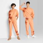 Mid-rise Fleece Sweatpants - Wild Fable Peach Orange Floral