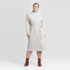 Women's Plus Size Long Sleeve Mock Turtleneck T-shirt Midi Dress - Prologue Cream 1x, Women's, Size: