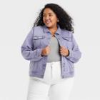 Women's Plus Size Button-down Jean Jacket - Ava & Viv Violet X, Purple